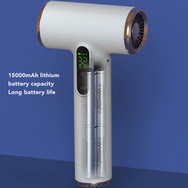 Bewinner Pro Akku Reisefön - 3 Geschwindigkeiten & 3 Temperaturen Kabelloser Fön mit Akku, Tragbarer Haartrockner mit Digitalem Bildschirm für Frauen Camping, weiß