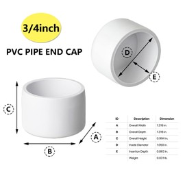 30Pack 3/4 Inch PVC End Cap Fittings, Flat PVC Cap for Build PVC Furniture, Schedule 40 Furniture Grade PVC Pipe Cap Plug Adapter, White PVC Slip Caps Socket Fittings for DIY Garden Shelf Cat Trees