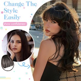 Fanguilar Clip in Bangs-Fake Bangs Hair Light Blonde Mix Bleach Blonde Wispy Bangs Hair Clip on Bangs For Women Faux Bangs Fringe With Temples Hairpieces Curved For Daily Wear