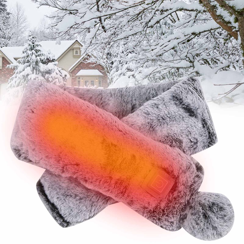 Electric Heated Scarf USB Plush Neck Scarf Graphene Warm Temperature