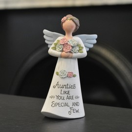 Feather & Grace Flower Angel Hand Painted Resin Decorative Figurine Resin For Aunties | Pefect Decortation for Living Room, Bookshelf, Desk, Grey