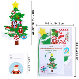 Winlyn 48 Sets Christmas Tree Ornaments Decorations Art Sets DIY Christmas Craft Kits Winter Crafts Pine Tree Snowman Snowflake Santa Xmas Stickers for Kids Holiday Classroom Activities Party Favors
