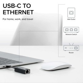 Plugable Adaptador USB C a Ethernet, Velocidad Gigabit rápida y confiable, Adaptador Thunderbolt 3 a Ethernet Compatible con MacBook Pro, Windows, macOS y ChromeOS