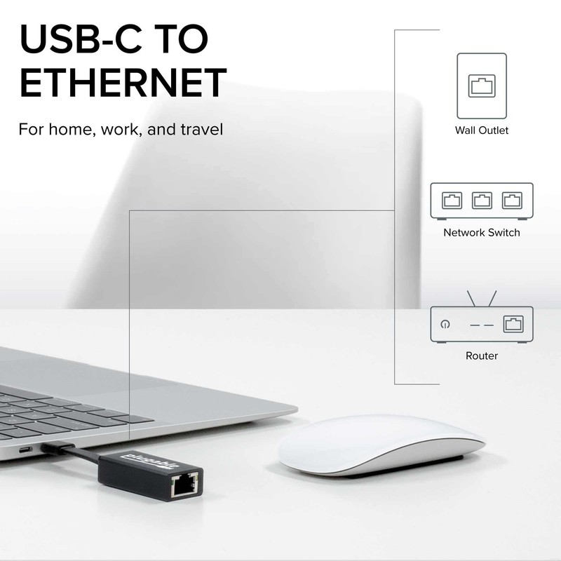 Plugable Adaptador USB C a Ethernet, Velocidad Gigabit rápida y