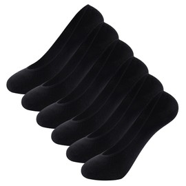 The Essentials Wardrobe 6PK Ladies Invisible Socks - UK 4-8/EU 37-42 - Black
