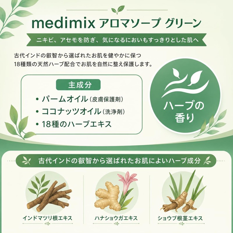 Mediix Green Soap, 4.4 oz (125 g), 6 Pieces +