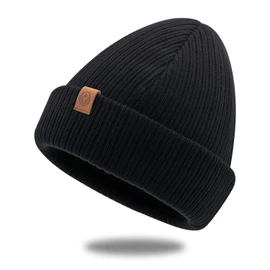 WindTour Knit Hat, Autumn and Winter, Ribbed, Thick, Double Layer Cold Protection, Beanie Cap, Fluffy, Stretchy, Simple, Fashionable, Warm, Lightweight, One Size Fits Most, Commuting to School or School, Sports, Biking, Cycling, Skiing, Unisex, Unisex, 1-pc - black
