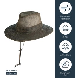 Dorfman Pacific Co. Men's Weathered Cotton Big Brim with Mesh, Brown, XX-Large