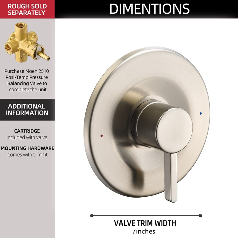 Shower and Tub Trim Kit, Compatible with Moen Posi-Temp Valve,