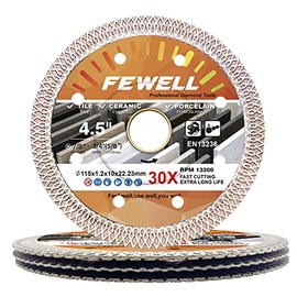 FEWELL 4 Pack 4.5 inch Super Thin Porcelain Blade Diamond Tile Blade for Cutting Porcelain Tiles Ceramics