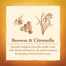 Candle by the Hour 80-Hour Citronella Candle, Glass Cylinder, Eco-friendly Natural Beeswax with Cotton Wick