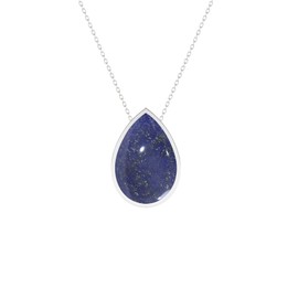 LUSTRE AND LIGHT Pear Natural Lapis Lazuli Slider Pendant Necklace for Women in Sterling Silver, September Birthstone Jewelry Gifts for Her Birthday, Anniversary, Christmas, Graduation