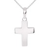 Solid 14k White Gold Plain Petite Cross Charm Pendant Necklace,