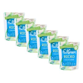 Fullgreen Cauliflower Rice - Low-Carb & Low-Cal Cauliflower Rice - 89% Less Carbs Than Rice - Vegan, Gluten/Grain Free & Non GMO - Heat & Eat in Minutes - Includes 6 Pouches
