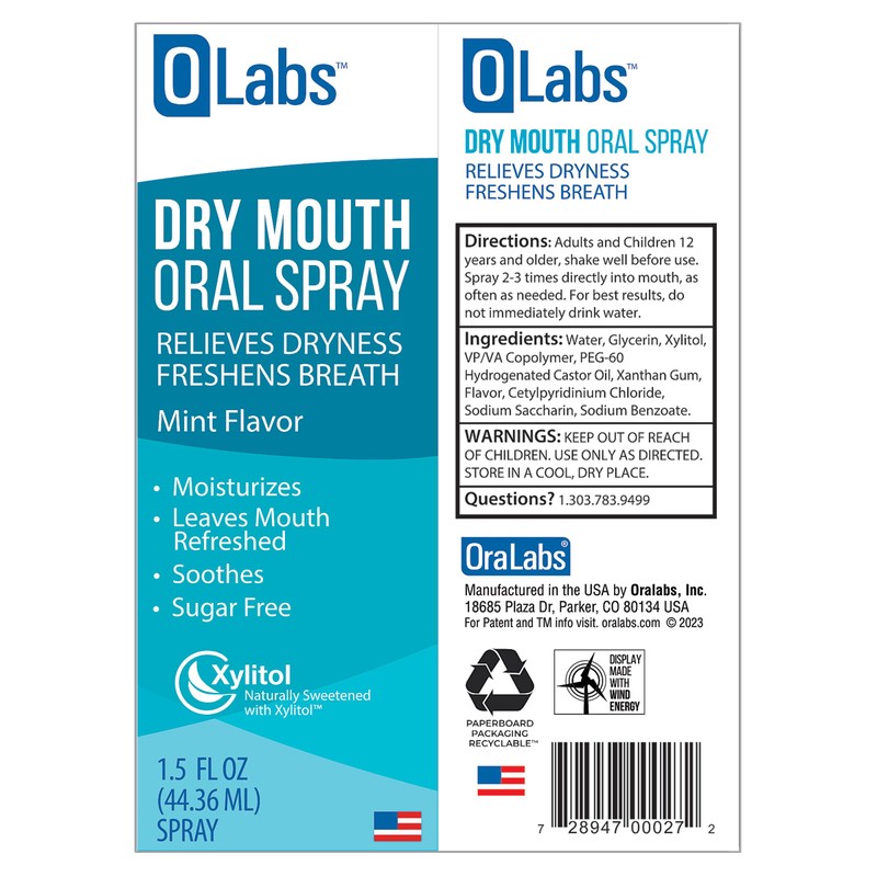 OLabs Dry Mouth Spray - Mint Flavor Breath Spray for