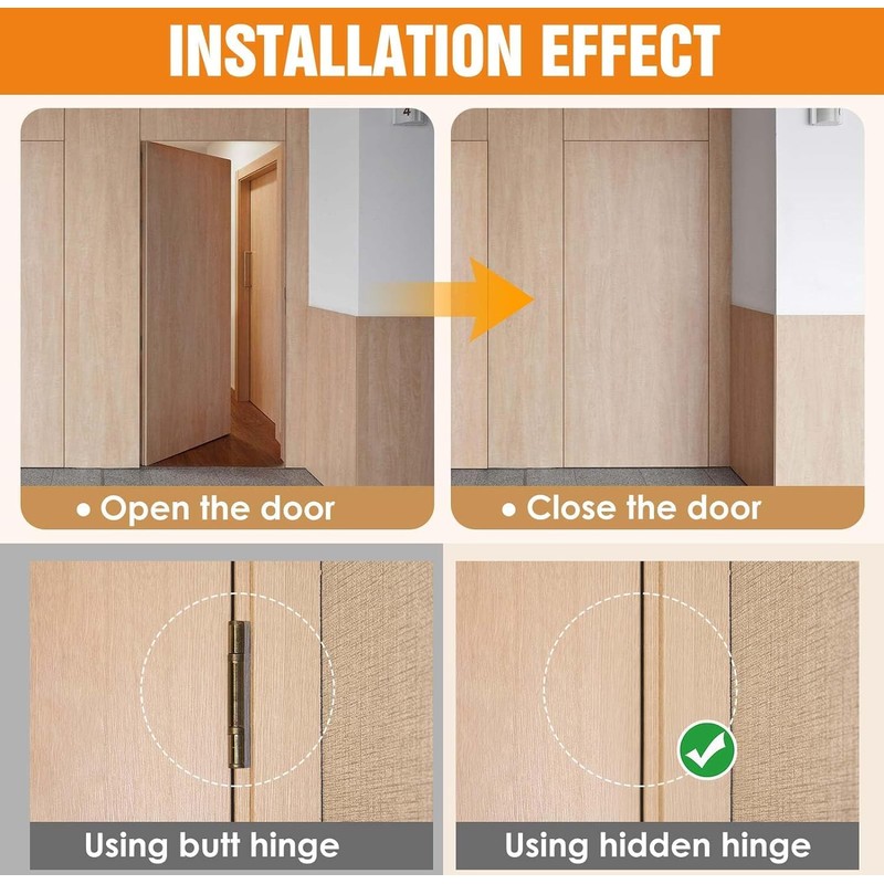 Lipshome 7" Hidden Door Hinge/Concealed Hinges,Invisible Hinges,Invisible Door Silent 180