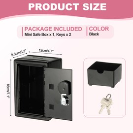 PATIKIL Cash Box with Lock, Mini Safe Box Money Locker Small Bank Money Saving Boxes with Tray 2 Keys for Cash Watches Jewelry Personal Items, Black