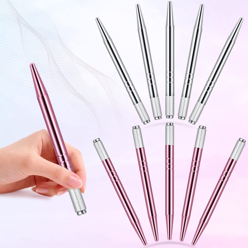 10 Pieces Microblading Pens Manual Eyebrow Microblade Pens Aluminum Hand