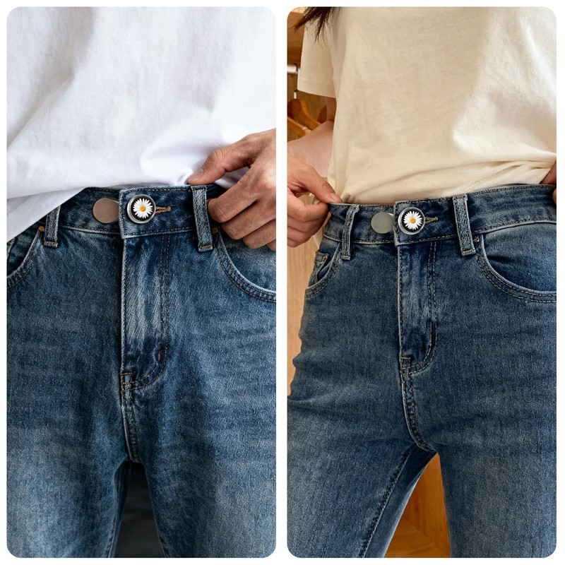 White Daisy Flower Button Extenders for Jeans Pack of 4