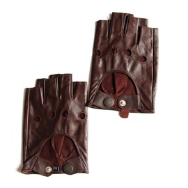 YISEVEN Men's Motorcycle Driving Fingerless Leather Gloves Unlined Classic Soft Sheepskin 1/2 Half Finger Button Punk Cycling Fitness Touchscreen Texting Warm Winter Dress, Bright Black 9.5"/Large