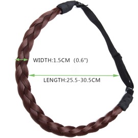 SEGO Hair Band Braided Braids Hair Extensions Hair Extensions Adjustable Headband Elastic Stretch Hairpiece Beauty Accessory for Women S 1.5 cm (0.6 inches) 27 g Red Brown