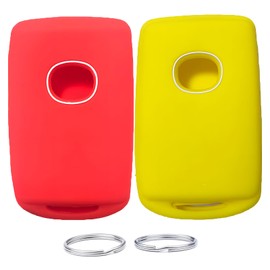KUSTSOFT 2Pcs Silicone Smart Remote Key Fob for 2024 2023 2022 2021 2020 2019 Mazda 3 6 CX-30 CX-5 CX-9 CX-50 Key Fob Cover (Red with Yellow)