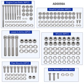 GOLKNHA 673 PCS 304 Stainless Steel Bolt & Screw Kit for Yamaha Banshee YFZ350 YFZ 350, ATV Fasteners for Complete Maintenance