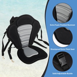 FAHKNS 2-Pack Kayak Seats, Kayak Accessories, SUP Paddle Board Seats, 4 Adjustable Straps for Kayaking, Luxury Padded Canoe Back Seat with Removable Storage Bag, Canoeing, Fishing, Rafting (Dark gray)