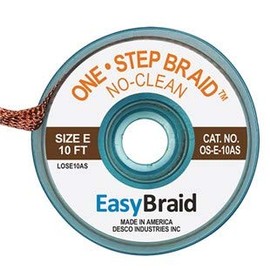 EasyBraid OS-E-10AS One-Step Desoldering Braid No Clean .125 x 10' Anti-Static Bobbin