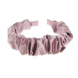 Girls Women Rouched Summer Evening Wedding Bridal Party Christmas Bridesmaid Birthday Satin Fabric Headband Alice Band Hair Accessories Headpiece (Mauve)