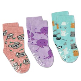Cats, Koala and Octopus Kids Socks, 3-Pack, 0-12 Months
