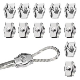 Wire Rope Clamp M3, Pack of 12 Rope Clamps, 3 mm Clamp, Stainless Steel 304 Wire Rope Clips, Cable Clamps for Wire Rope, Steel Rope, Washing Line Tensioner, Awning Fixed