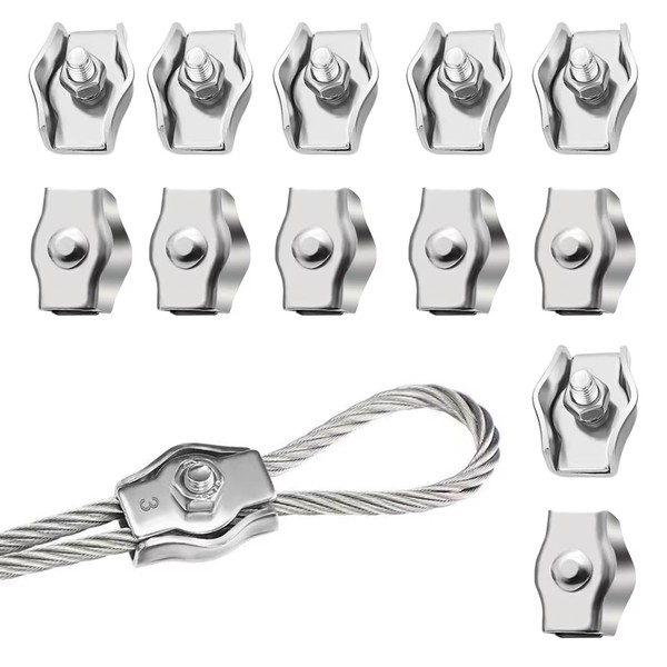 Wire Rope Clamp M3, Pack of 12 Rope Clamps, 3