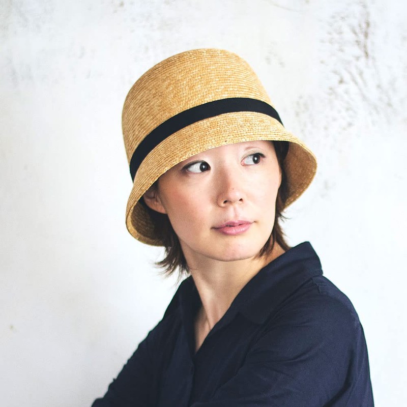Tanaka Hat UK-H113 Straw Mini Casablanca, Natural × giclee ribbon
