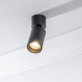 CGC Lighting Ceiling Downlight Spot Down Light Round Cylinder Spotlight Surface Mount Adjustable Head (Black, Small)