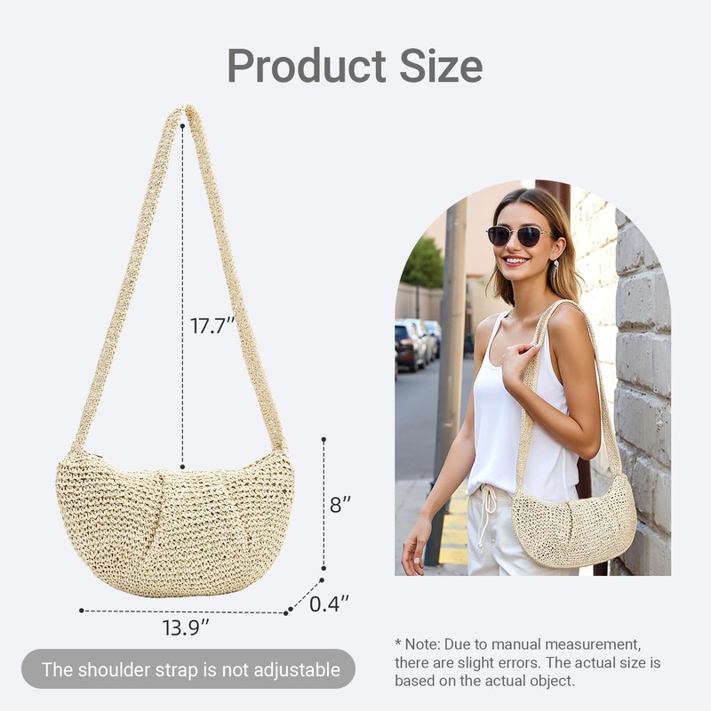 Herald Small Pleated Dumpling Straw Woven Crossbody Bag for Women,
