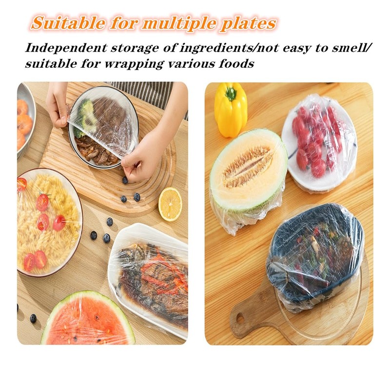 100 pcs cling cover,Elastic Transparent Stretch Food Storage Covers,reusable plastic