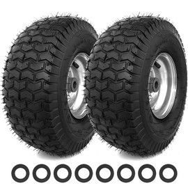 15x6.00-6 Tire and Wheel, 2 PCS Rubber Pneumatic Riding Lawn Mower Tires, 700 LBS Load Capacity, Compatible with John Deere Riding Mowers 100, D100, E100, L100, LA100, LT & STX Series