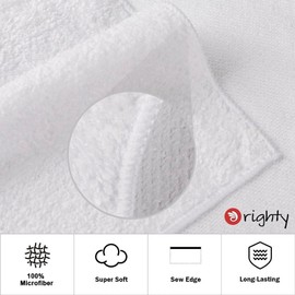 Orighty 6-Pack White Hand Towels - Quick Drying & Absorbent Microfiber Gym Towels 16x28 inches - Lightweight & Thin White Yoga Towel - Multi-Purpose Camping Towel for SPA, Hotel & Bathroom