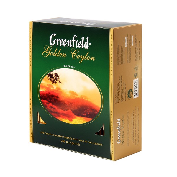 Greenfield Golden Ceylon Сlassic Collection Black Tea Finely Selected Speciality Tea 100 Double Chamber Teabags With Tags in Foil Sachets