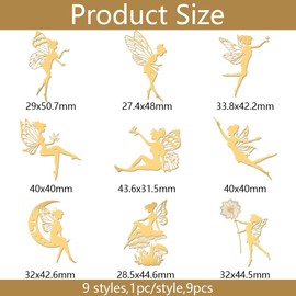 OLYCRAFT 9pcs 1.6x1.6 Inch Fairy Stickers Mushrooms Moon Self Adhesive Gold Stickers Fairy Theme Metal Gold Stickers for Scrapbooks DIY Resin Crafts Phone Water Bottle Decor
