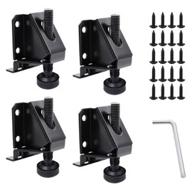 JXYT Heavy Duty Leg Leveler, Leveling Feet, Adjustable Furniture Leveler Legs, with Screws, Lock Nuts and Wrench, for Table, Cabinets, Workbench and Shelving (4 Pack Black)