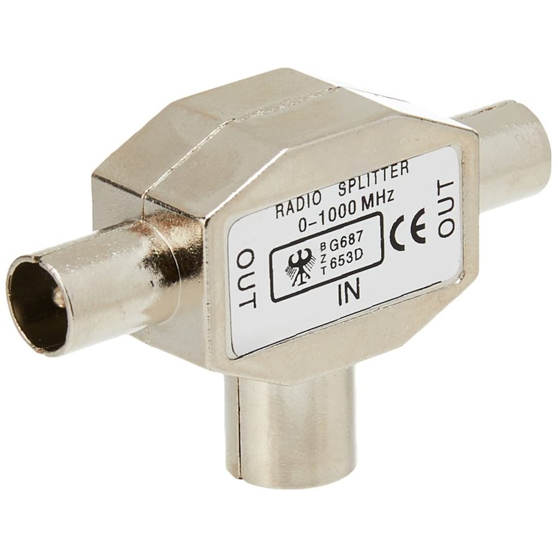Premium Cord TV Aerial Splitter IEC 75 Ohm 1xF-2xM