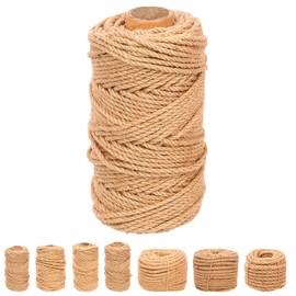 Swpeet 4mm x 328 Feet Jute Twine Braided Natural Jute Rope, Long Twine String Wrapping Packing Gardening Crochet Perfect Arts Crafts Gift Twine Christmas Twine for Craft Projects, Wrapping, Packing