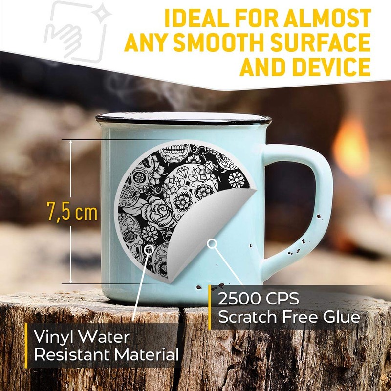 2 x 7.5cm Vinyl Stickers - Sugar Skulls Pattern Mexican