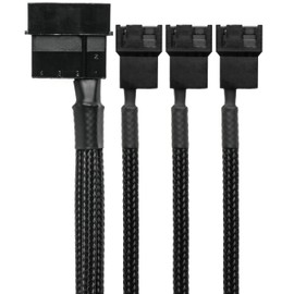 CRJ 4-Pin Molex to 3 x 3-Pin PC Case Fan Sleeved Adapter Cable
