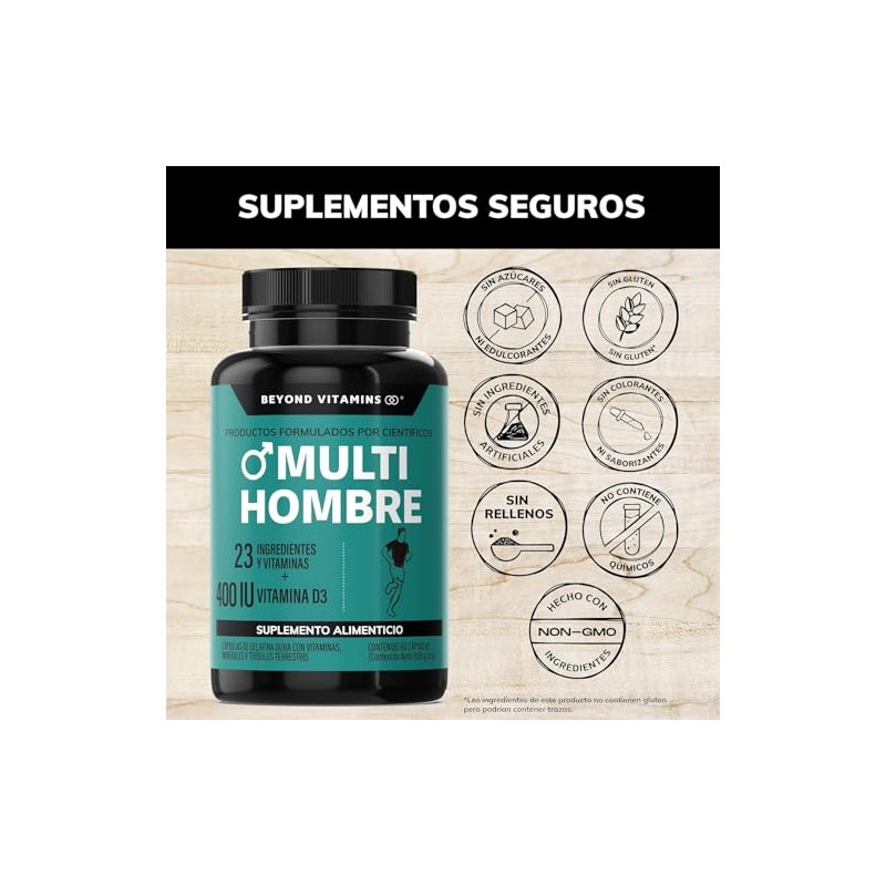 Multi Vitaminas Hombres B12 Zinc Calcio Hierro Cobre Cromo Selenio
