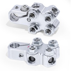 8-Way Lead Acid Battery Terminal Connectors, AGM Post Terminal Ends Battery Post Terminal Ends, Battery Terminal Clamps 8AWG up to 4/0(XL) AWG Gauge, Positive & Negative for SAE/DIN/EN