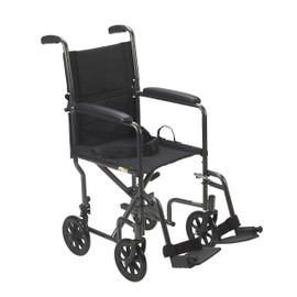 Drive Medical TR39E-SV Lightweight Folding Transport Wheelchair with Swing-Away Footrest, Silver