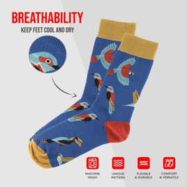 Sillies Socks Funny Animal Socks - Cute Bird Socks for Bird Lovers & Zoo Keepers, Unisex Crew Sock Set, One Size Fits Most (8-13), Animal Print Socks